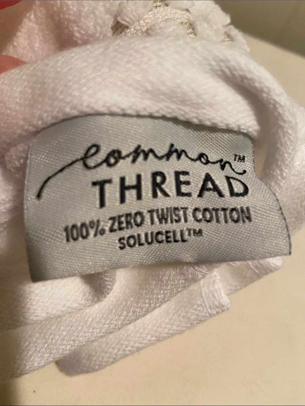 🌺Common Thread White Fingertip Towels 100%Cotton - Set of 2
